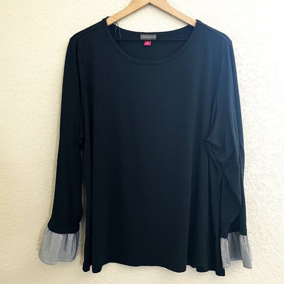 Vince Camuto Tops - Vince Camuto Green Long Sleeve Mixed Material Shirt 3X